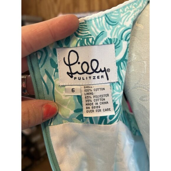 Lilly Pulitzer Safari Animal Print Lion Zebra Sleeveless VTG Dress Size 6 Green - Picture 10 of 11